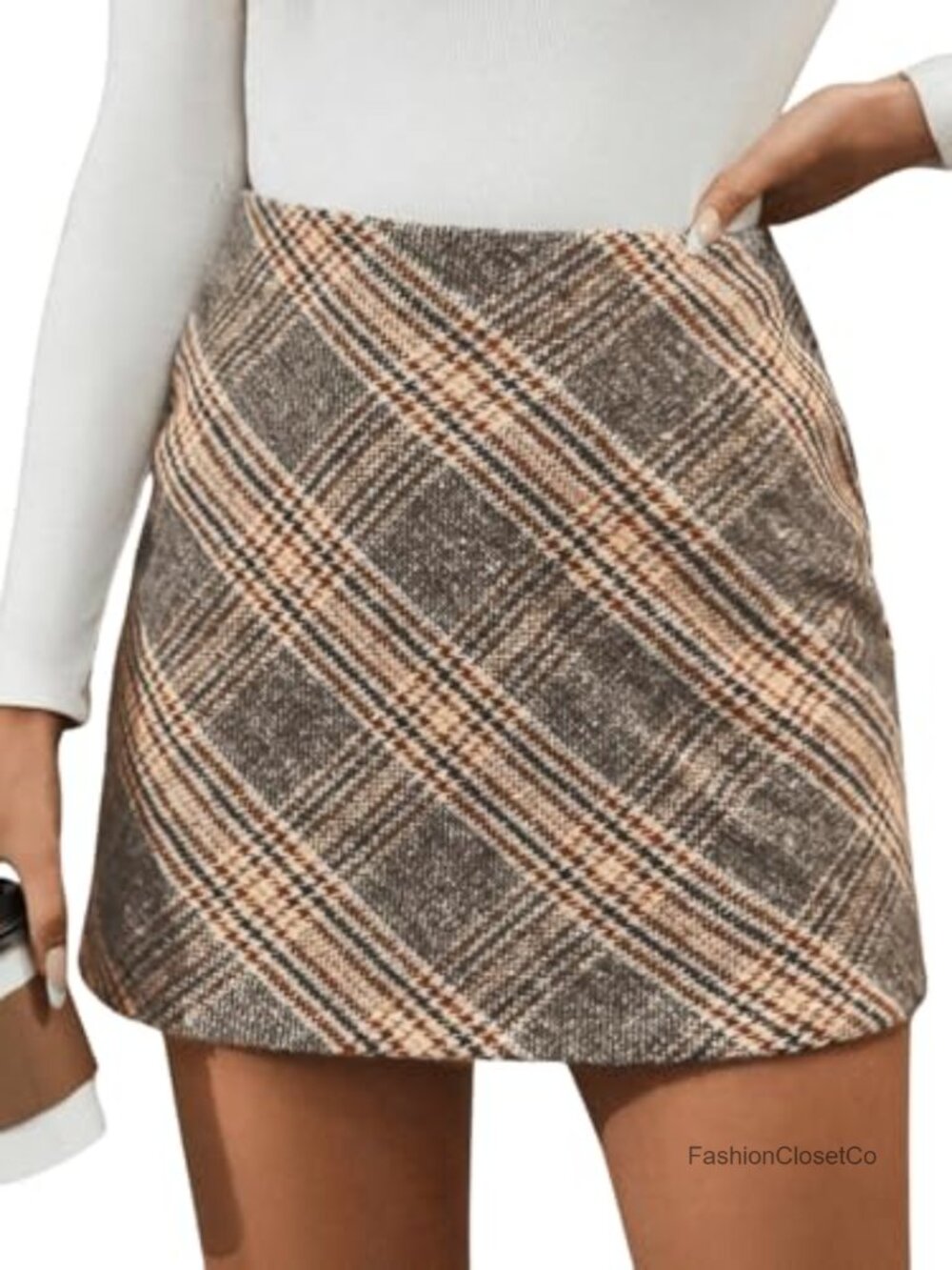 MakeMeChic Plaid Mini Skirt High Waist Bodycon Fall Short Skirt